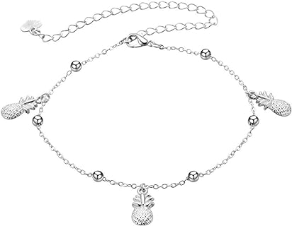 Spring Ring Clasp Pineapple Beaded Bracelet with Sturdy Box Chain for Women - Alloy Metal, Adjustable Size, Tropical Summer Beach Design