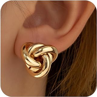 Gold-plated Brass Heart Knot Design Stud Earrings for Women and Girls, Versatile Statement Jewelry, Perfect Gift for Special Occasions