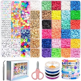 Lobster Clasp Polymer Clay Bead Bracelet Kit in Colorful Design for Kids and Adults, JOJANEAS Alphabet-Themed Jewelry Making Kit with Smiley Pendants - Ideal DIY Arts and Crafts Gift Set for Girls.