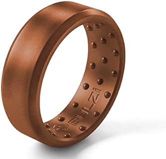 Premium Comfort Fit Silicone Wedding Ring with Breathable Airflow Design, Ideal for Men and Women Health and Work Safety, Bronze Colored, Size 6