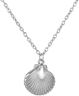 YangQian Shell Seashell Locket Necklace for Women Girls with Picture Nautical Jewelry Charms Necklace Picture Photo Locket Necklace Gifts for Women Girls Kids