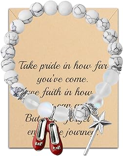 Magical Red Ruby Charm Bracelet with Bead Chain and Lobster Claw Clasp, Inspired by Wizard of Oz Movie - FUSTMW Stainless Steel Jewelry