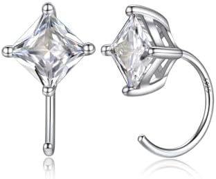 SILVERCUTE Women's 925 Sterling Silver Butterfly Cubic Zirconia Half Hoop Earrings with French Wire Back Finding