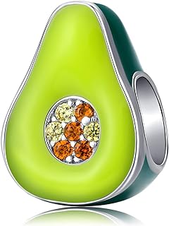 Apple and Assorted Fruit Charms Bracelet - Attractive 925 Sterling Silver Chain with Crystal Beads, Perfect for Fruit Lovers, Fits 3mm Pandora Charms