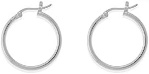 Boma Jewelry Sterling Silver Classic Snap Down Closure Tube Hoop Earrings