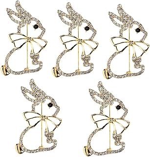 Pin Clasp Vintage Rabbit Brooch, ABOOFAN 4-Piece Set, Alloy with Crystal Accents, Chic Badge Shapes, Perfect for Women's Party Wear & Gift