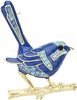 Cute Blue Enamel Magpie Hummingbird Brooch Pins Suit Lapel Pin Crystal Bird Collar Pins Badge for Men Women