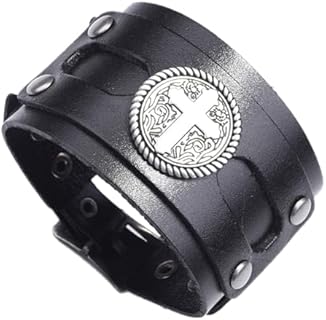 Quality Alloy Buckle Cross Cuff Bracelet for Men and Women - Stylish, Adjustable, and Durable Leather