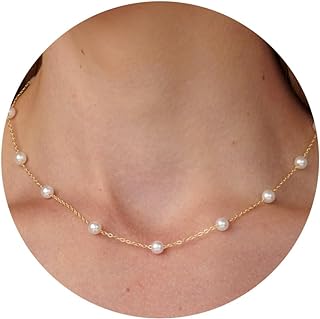 Pearl Necklaces for Women - 14k Gold Filled Dainty Pearl Necklace Pearl Y Necklace Pearl Pendent Necklace Prom Necklace 16"+2"