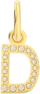 Belinda Jewelz A-Z Alphabet Letter Pendant Solid 14k Yellow Gold Initial Charm Round 1mm White Diamond for Necklace Bracelet Keychain and Anklet Gift for Women Men Jewelry