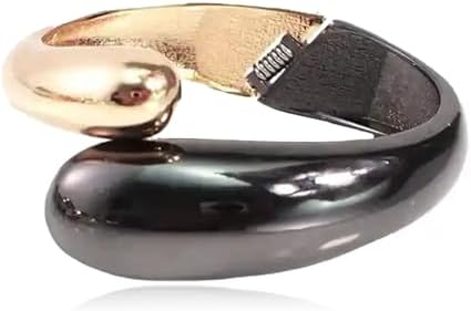 Chunky Gold Cuff Bracelets for Women Two Tone Bracelets Gold and Silver Bangle Bracelet Gold and Black Chunky Bracelet,2 Colors Combined