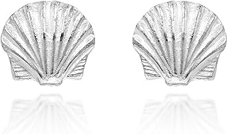 Ocean's Beauty Scallop Sea Shell .925 Sterling Silver Stud Earrings