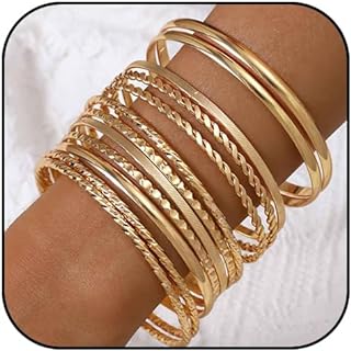 Boho Gold Bangle Bracelets Set Indian Multi Bangles Bracelet layered Stackable Bracelet for Women