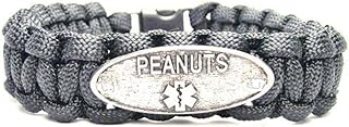 ChubbyChicoCharms Peanuts Black 550 Paracord Pewter Charm Bracelet