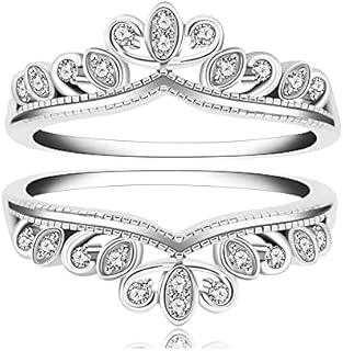 Uloveido Women's Sterling Silver Crown Engagement Ring Set with Cubic Zirconia - Filigree Tiara Design