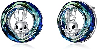 Push-Back Sterling Silver Hummingbird Stud Earrings for Women - Whimsical Bunny, Snake and Bird Motifs with Crystal Accents - Ideal Gift for Animal Lovers