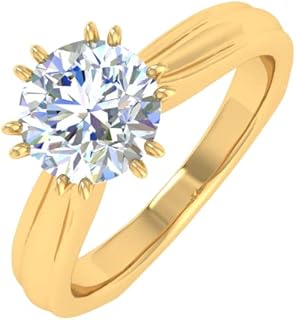 4-Prong 14K Rose Gold Engagement Ring with Solitaire White Diamond for Her - FINEROCK IGI Certified Design