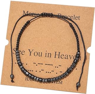 Unisex Morse Code Bead Bracelets with Bead Chain - Funny Inspirational Adjustable Silk Stretch Wristband, Perfect Gift for Special Occasions
