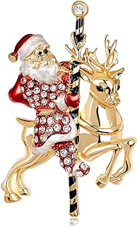 Christmas Brooch Pins Crystal Enamel Holiday Party Brooches Santa Claus Tree Hat Brooch Cute Christmas Costume Jewelry Women Girls