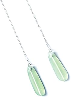 Jade Dangle Earings for Women, Vintage Silver Plated Light Green Gemstone Drop Earings, Healing Earrings with Good Fortune, Chinese Hanfu Jewelry Accessory for Girls