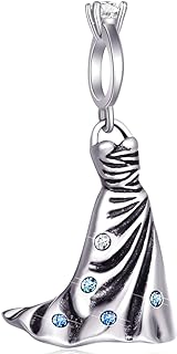 Wedding Theme Charms, 925 Sterling Silver Wedding Dress Ring Dangle, Butterfly, Bouquet Flower,Cheongsam,Fu Bag, "Just Married",Little Prince Beads fits Anniversary/Birthday/European DIY Bracelet