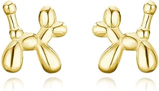 Cute Zinc Balloon Dog Stud Earrings with French Wire Back Finding, Adorable Pet Inspired Design for Women