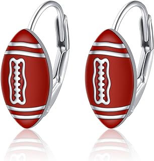 925 Sterling Silver Sports Game Jewelry Rugby Ball American Football Stud Earrings for Women Girls Boys Football Team Sports Lovers