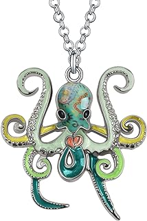 Charming Enamel Octopus Pendant Necklace for Women and Girls, with Lobster Clasp and Cable Chain, Ocean-Themed Jewelry Gift