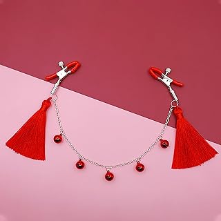 Jesakmie Adjustable Non-Piercing Nipple Clamps with Tassel-Style Chain - Colorful, Sensual Body Jewelry for Women - Unique, Pleasure-Enhancing Design