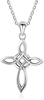 Quality 925 Sterling Silver Infinity Cross Pendant Necklace with Rolo Chain for Women, Fashionable Celtic Knot Love Charm Design