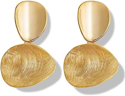 Stylish OZEL 14k Gold Plated French Wire Square Dangle Earrings for Women with Geometric Design, No Gemstone