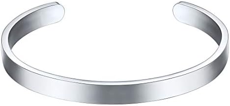 U7 Personalized Cuff Bracelets Women Mens Stainless Steel 18K Gold Plated Cuban/Braided/Simple Cuff Bracelets Open Bangles, Customizable