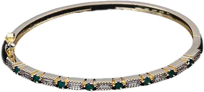 Gorgeous Bangle Bracelet Oval Green Emerald Diamond CZ 18K Gold Plated Kadaa Hand Jewellery Fancy Traditional Gifts for Friends