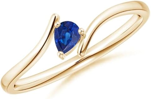 Carillon Pear Shape Blue Sapphire Solitaire Ring 925 Sterling Silver 18k Yellow Gold September Birthstone Gemstone Jewelry Wedding Engagement Women Birthday Gift