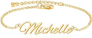 She1001 Ankle Bracelet for Women 18K Gold Plated Personalized Gold Name Anklet Custom Dainty Anklet Bracelet Beach Jewelry for Girls