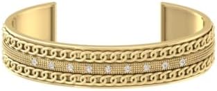 10K Gold or Sterling Silver Diamond Mens Cuff Bracelet (1/2 cttw, I-J Color, I2-I3 Clarity) 8"