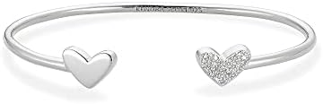 Kendra Scott Ari Heart Sterling Silver Cuff Bracelet in White Diamond, Fine Jewelry for Women
