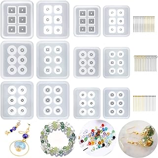 Suhome - Crafters' Resin Bead Necklace Molds in Durable Silicone with Various Shapes, Suitable for DIY Jewelry: Earrings, Pendants, Bracelets and Necklaces