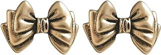 Women's Antique Gold Bow Stud Earrings with Snap Back in Zinc, Special Occasion Jewelry