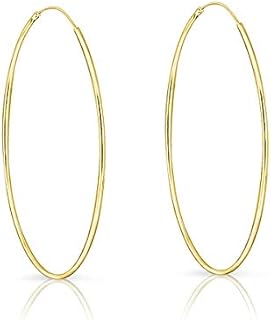 Gold Plated 925 Sterling Silver Endless Hoop Earrings with Pierced Back Finding for Women, Available in Various Sizes from Tiny to Large