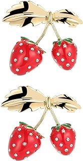 Vintage TENDYCOCO Set of 2, Strawberry Design Women's Brooch Pins, Crafted in Durable Copper and Faux Leather
