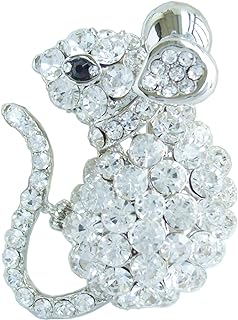 Sindary 1.97" Rhinestone Austrian Crystal Mouse Rat Animal Brooch Pin Pendant BZ3276