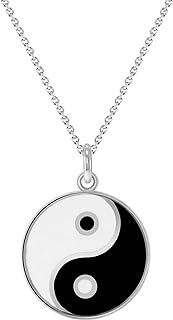 Handcrafted Sterling Silver Pome Yin Yang Pendant Necklace with Rolo Chain and Spring Ring Clasp, Made in America