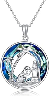 POPKIMI Sterling Silver Dog Pendant Necklace with Cubic Zirconia - Women's Fashion Jewelry, Ideal Dog Memorial & Birthday Gift for Women and Girls