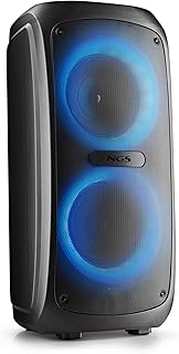 NGS Wild Temper: Torre de Sonido Bluetooth de 200W con Luces LED RGB, Compatible con TWS, Doble Entrada de Micrófono, Recargable 4400mAh. Ideal para Fiestas y Eventos