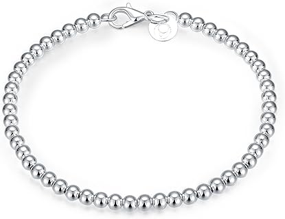 Fashion Jewelry 925 Sterling Silver 4mm Lucky Round Beads Bracelet for Women and Girls