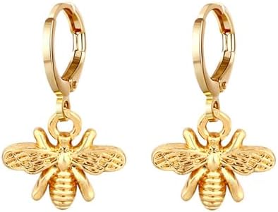 Gold-Plated Zinc Bee Huggie Hoop Earrings for Women and Girls - Hypoallergenic Small Hoop Design