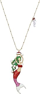 Betsey Johnson Santa Mermaid Long Pendant Necklace
