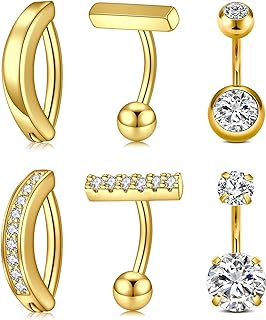 QWALIT Belly Rings Short Bar Belly Button Rings Short Belly Button Ring Surgical Steel Belly Rings for Women Opal Belly Button Rings Navel Rings Belly Button Piercing Jewelry 6mm 10mm