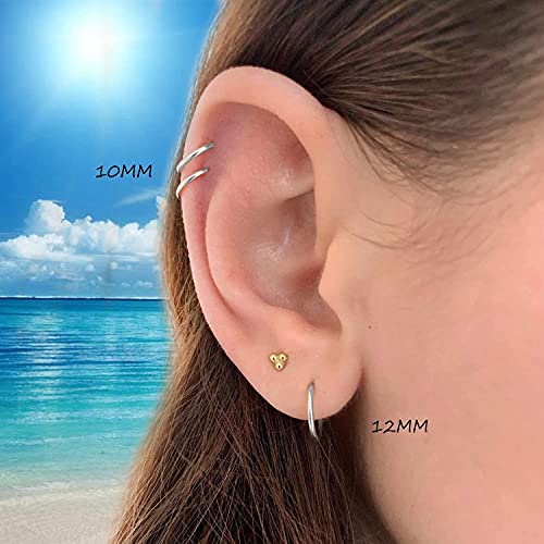 14k White Gold Round Endless Hoop Earrings - 10-18mm
